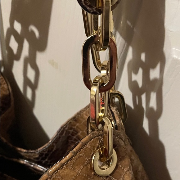 Michael Kors Tan and Brown Snake Print Hobo Bag - Picture 3 of 14